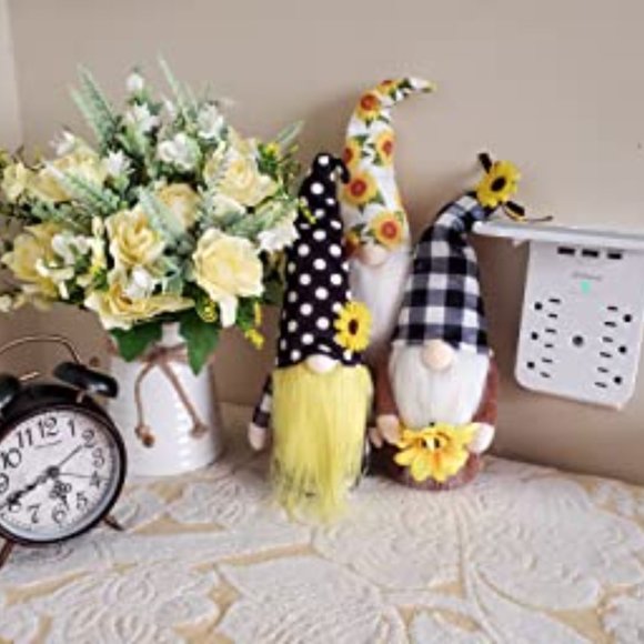3 Pieces Sunflower Gnomes Buffalo Plaid Summer Rustic Kitchen Decor - Picture 1 of 7